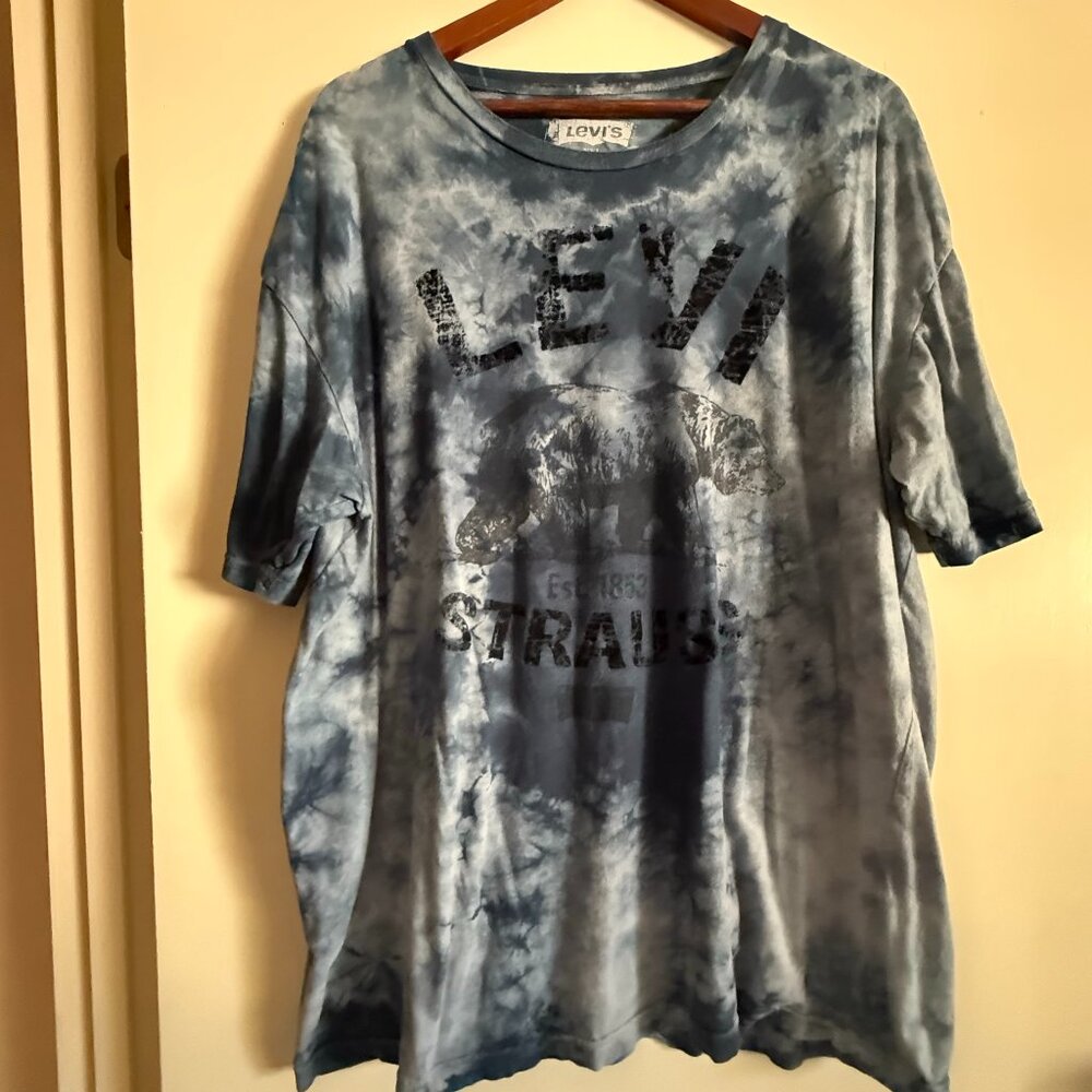 Levi’s XXL Graphic Tee T-shirt Short Sleeve Blue Tie Dye Eagle